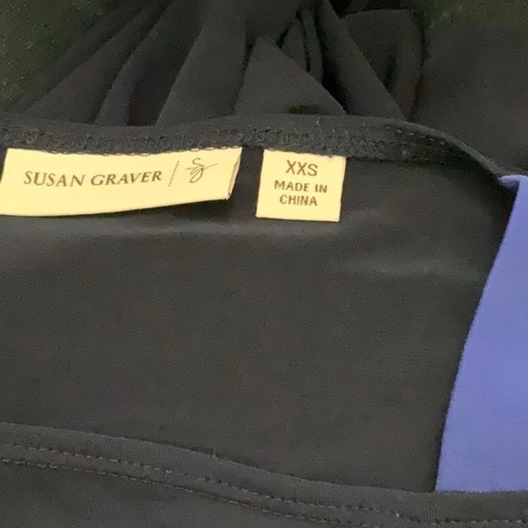 SUSAN GRAVER black and blue blouse. Size XXS - Picture 4 of 5